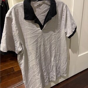 Men's Navy and White Polo Shirt